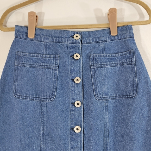 BB DAKOTA On Cloud Nine stretch denim button front jean pencil skirt - Picture 3 of 10